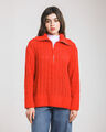 Su&eacute;ter Cuello Cremallera,ROJO